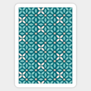 Retro Floral Geometric Pattern Teal, Peach, Burnt Orange Sticker